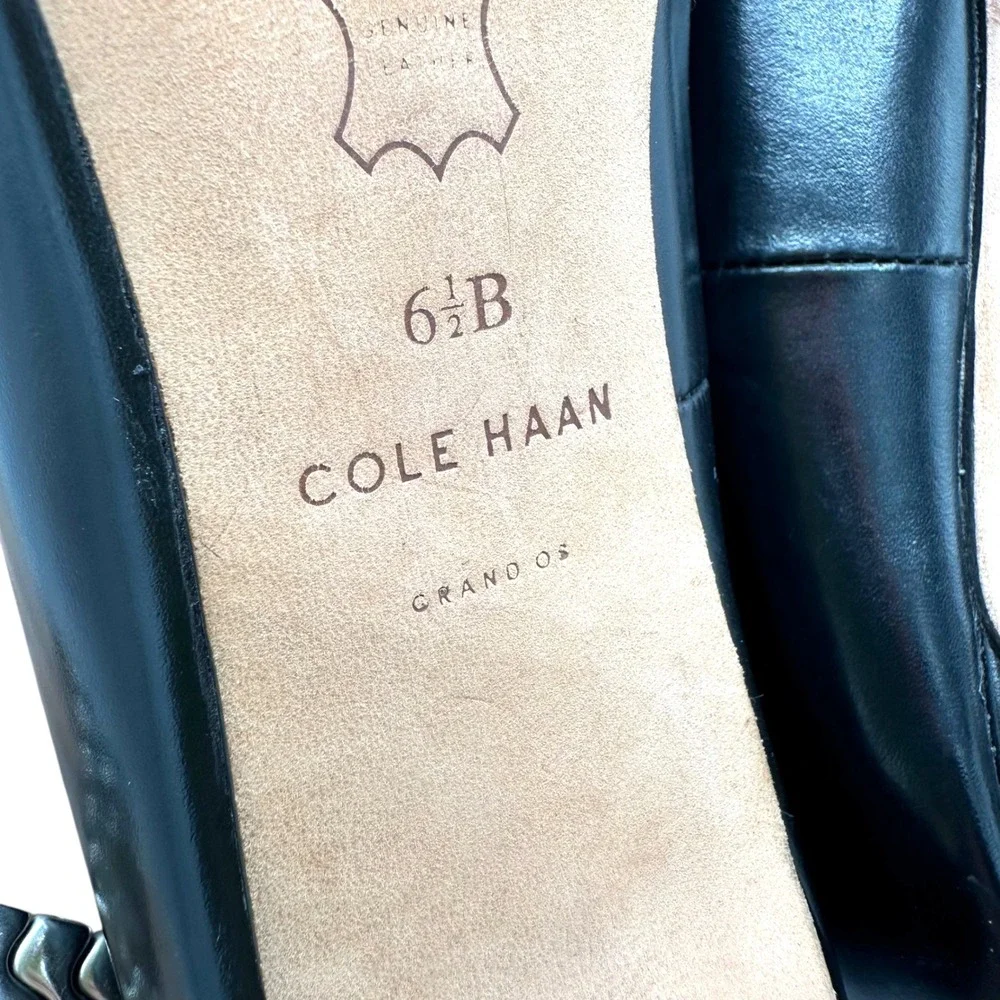 Cole Haan Grand OS Black Leather Pointed Toe Pumps‎ Heels D42112 Womens 6.5 B